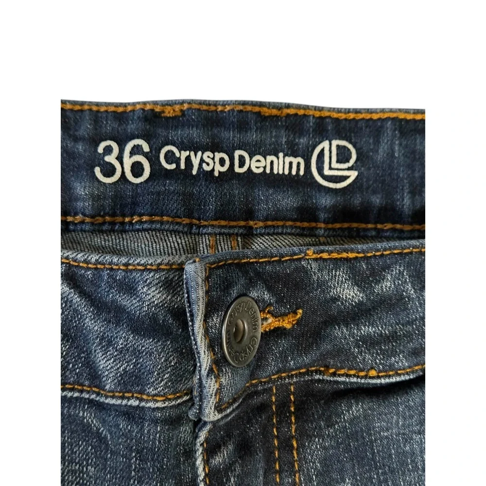 Crysp Denim Mens Distressed Skinny Jeans Dark Wash Ripped 36 X 32